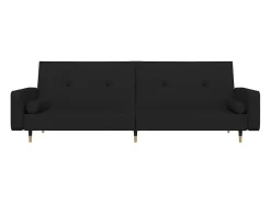 Sofá cama de 2 plazas con dos almohadas terciopelo negro