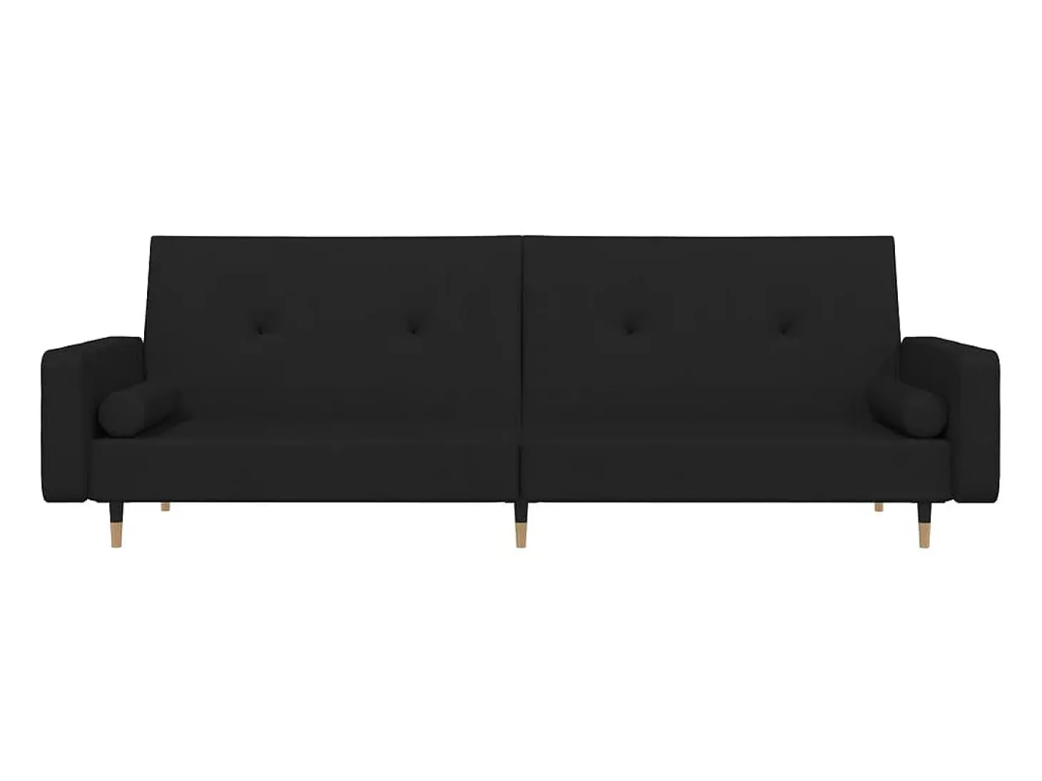 Sofá cama de 2 plazas con dos almohadas terciopelo negro