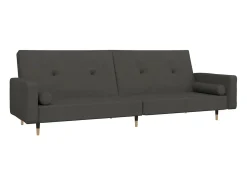 Sofá cama de 2 plazas con dos almohadas terciopelo gris oscuro