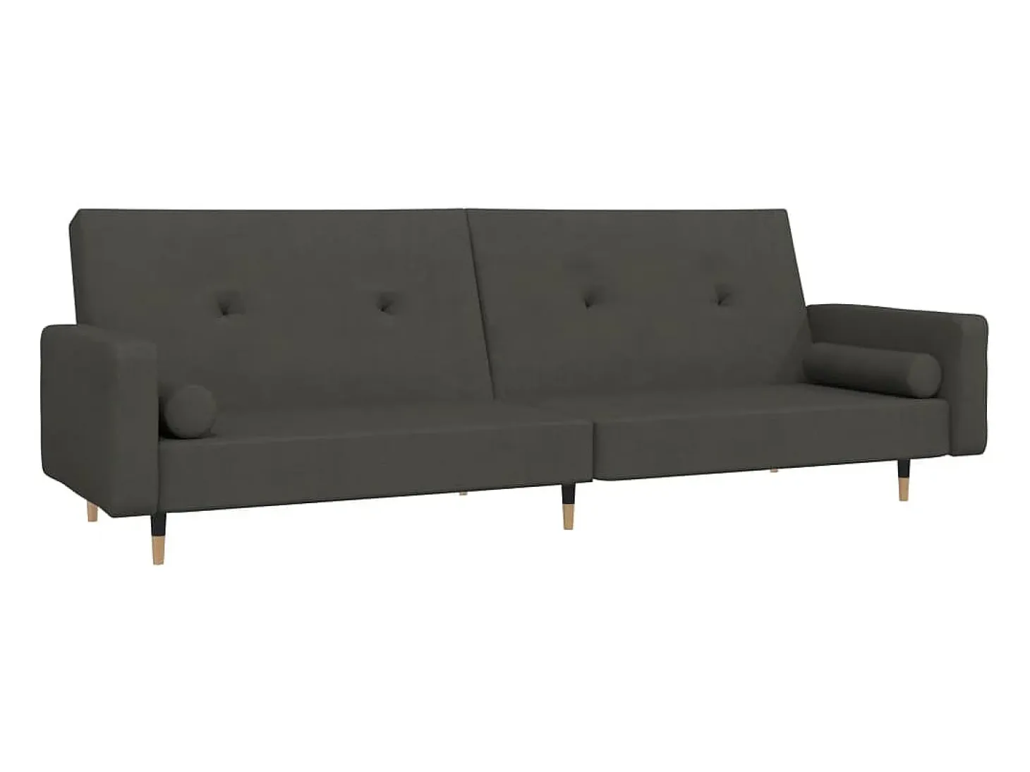 Sofá cama de 2 plazas con dos almohadas terciopelo gris oscuro