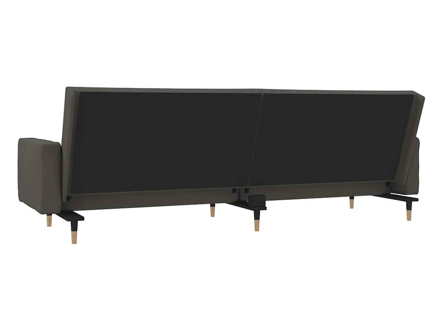 Sofá cama de 2 plazas con dos almohadas terciopelo gris oscuro