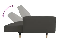 Sofá cama de 2 plazas con dos almohadas terciopelo gris oscuro