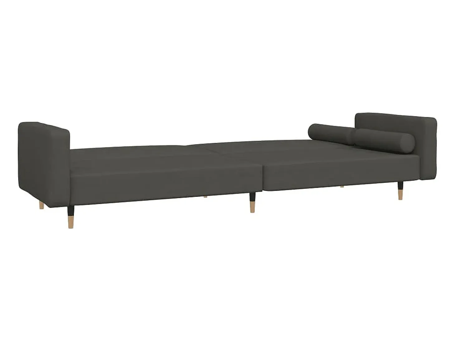 Sofá cama de 2 plazas con dos almohadas terciopelo gris oscuro
