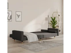 Sofá cama de 2 plazas con dos almohadas terciopelo gris oscuro