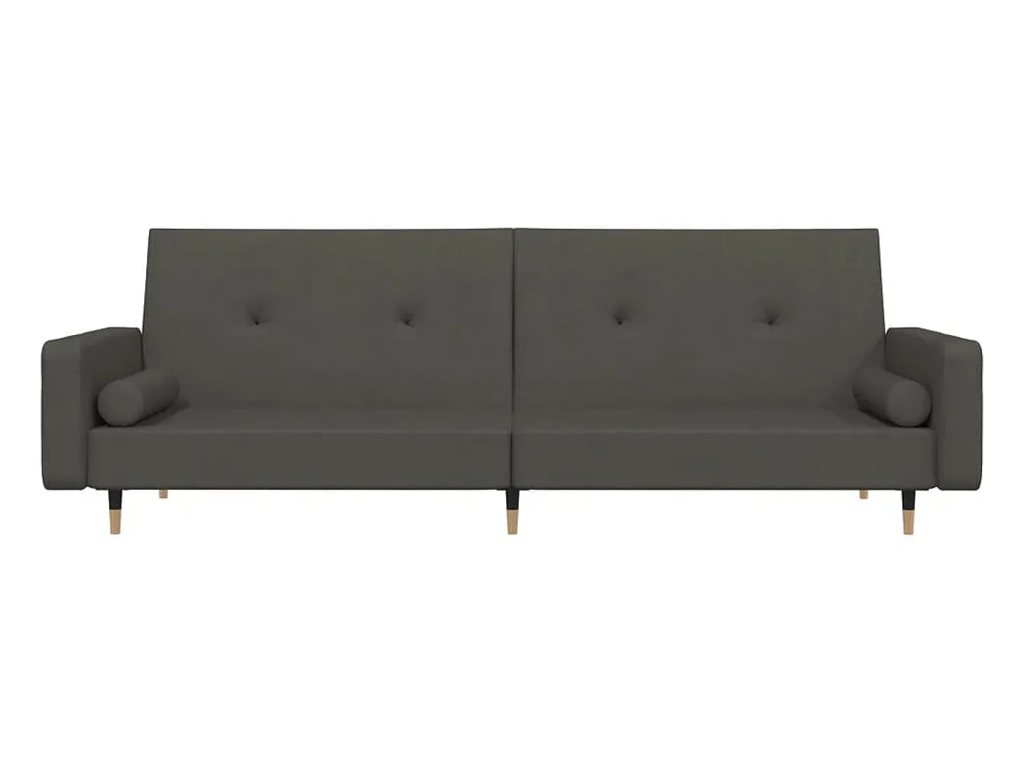 Sofá cama de 2 plazas con dos almohadas terciopelo gris oscuro