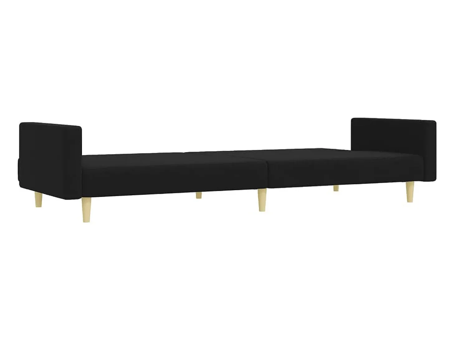 Sofá cama de 2 plazas con taburete tela negro