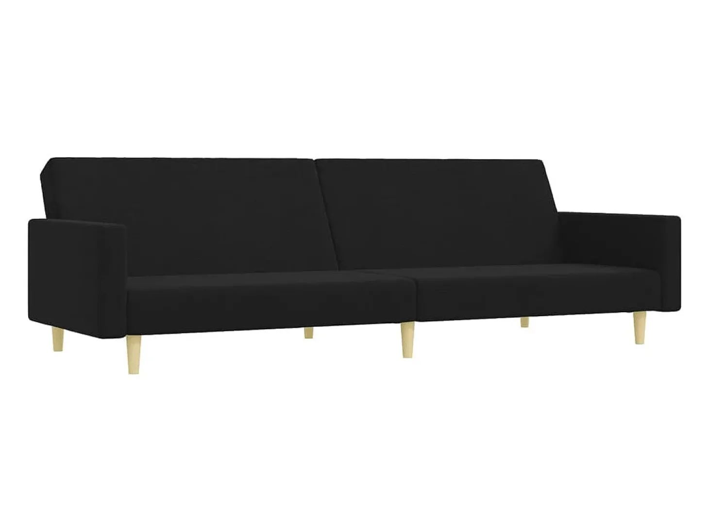 Sofá cama de 2 plazas con taburete tela negro