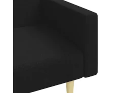 Sofá cama de 2 plazas con taburete tela negro