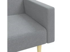 Sofá cama de 2 plazas con taburete tela gris claro