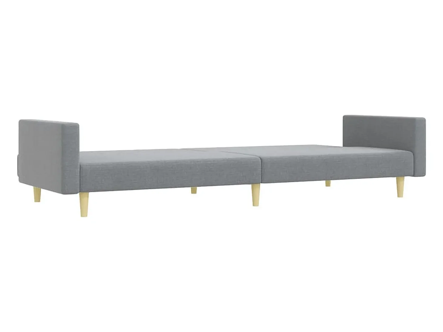 Sofá cama de 2 plazas con taburete tela gris claro