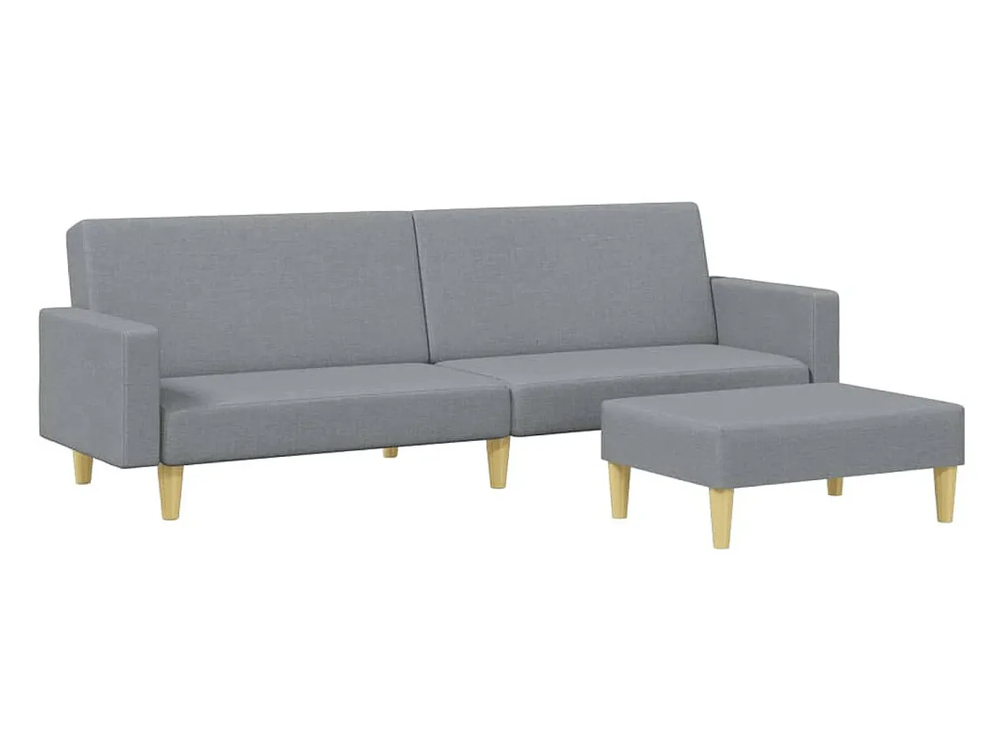 Sofá cama de 2 plazas con taburete tela gris claro