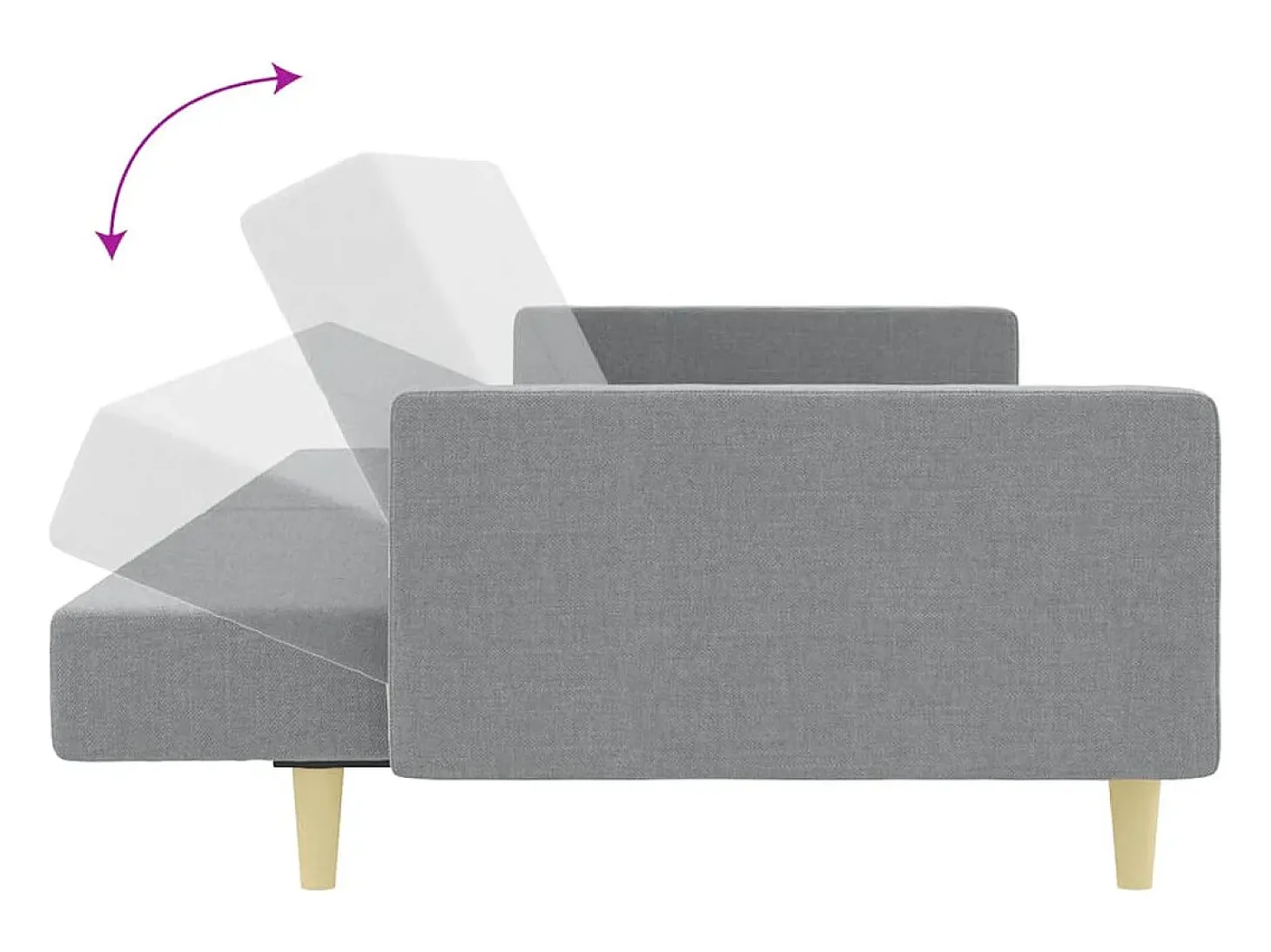 Sofá cama de 2 plazas con taburete tela gris claro