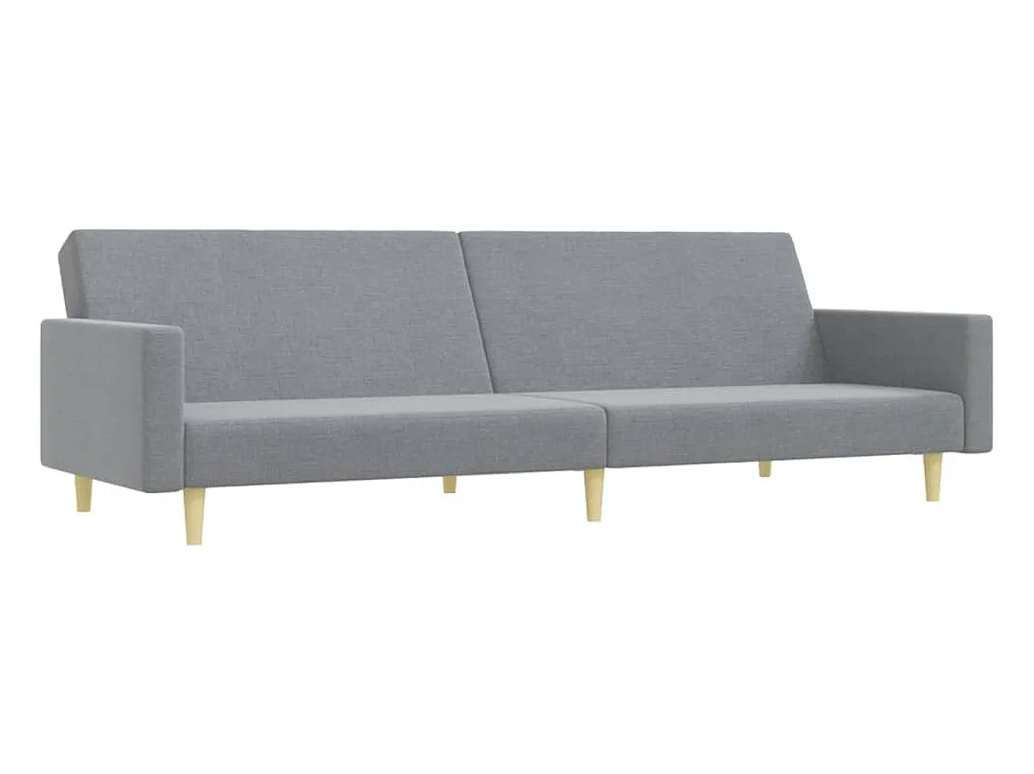 Sofá cama de 2 plazas con taburete tela gris claro