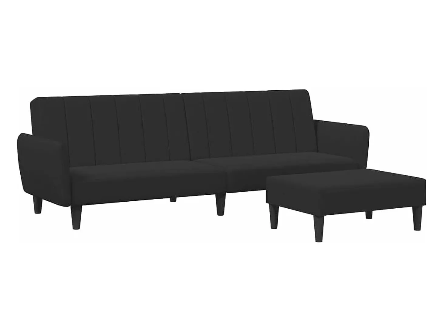 Sofá cama de 2 plazas con taburete terciopelo negro