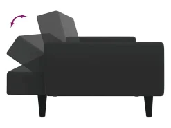Sofá cama de 2 plazas con taburete terciopelo negro