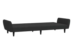 Sofá cama de 2 plazas con taburete terciopelo negro