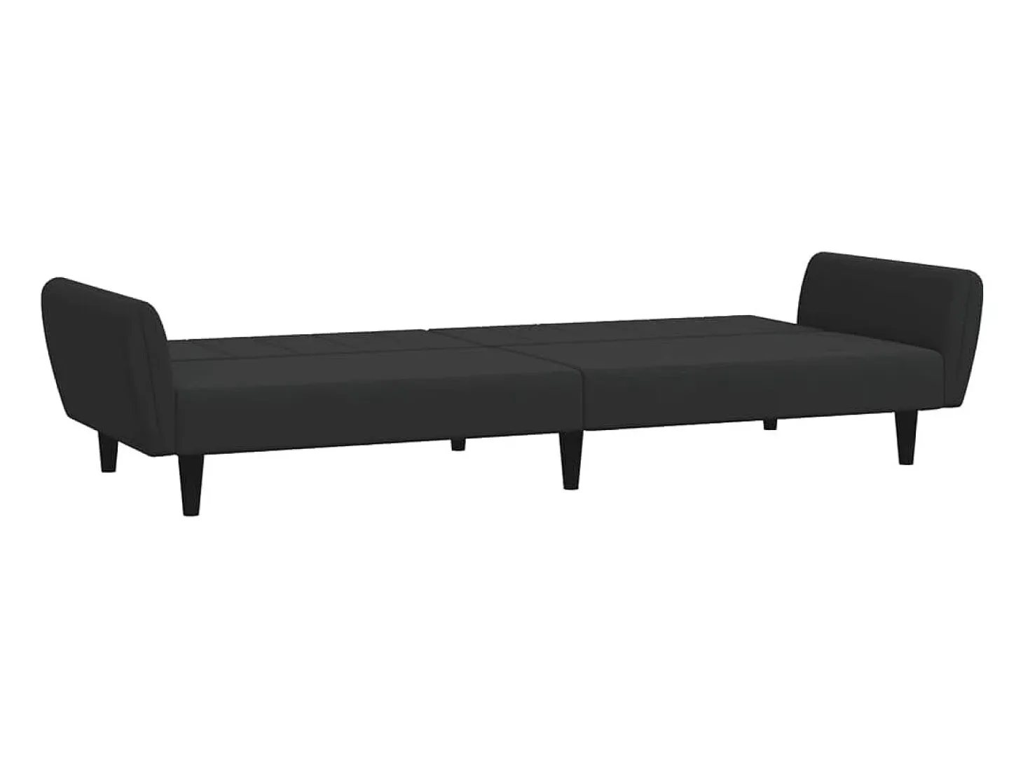Sofá cama de 2 plazas con taburete terciopelo negro