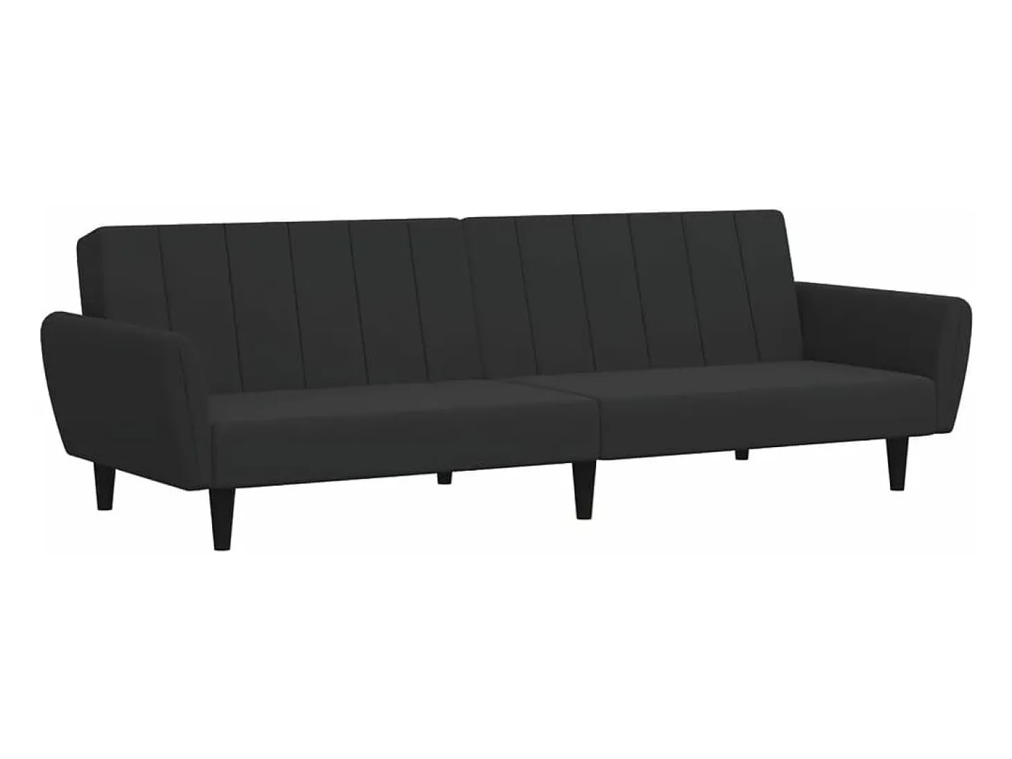Sofá cama de 2 plazas con taburete terciopelo negro
