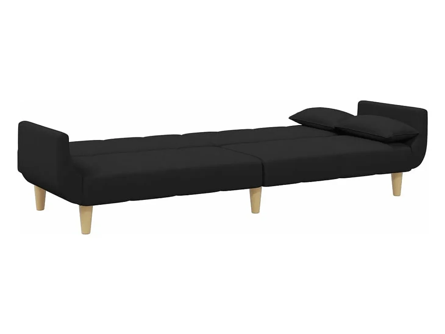 Sofá cama de 2 plazas con taburete tela negro