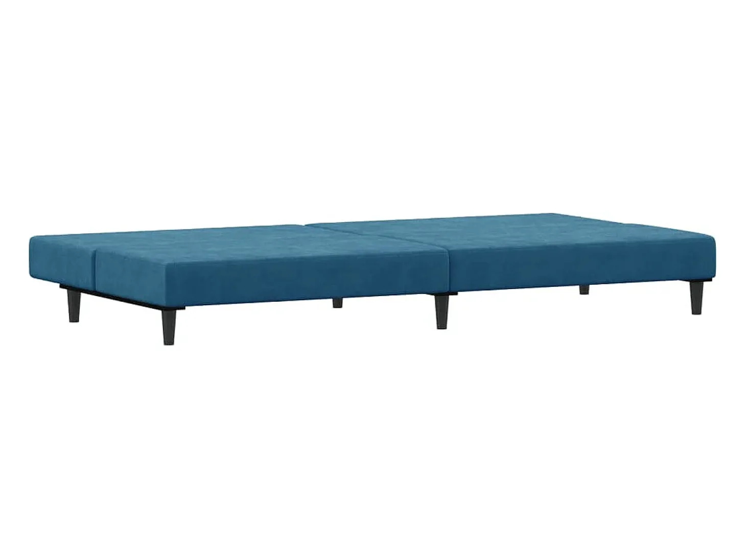 Sofá cama de 2 plazas con taburete terciopelo azul