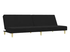 Sofá cama de 2 plazas con taburete tela negro