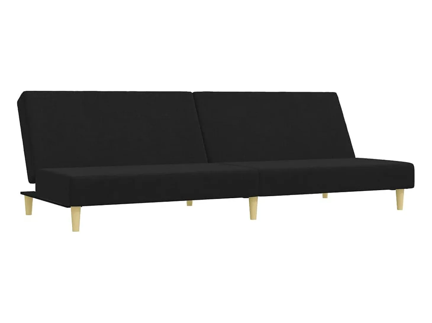 Sofá cama de 2 plazas con taburete tela negro
