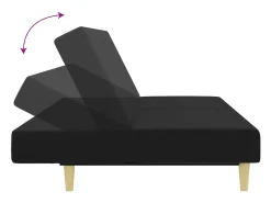 Sofá cama de 2 plazas con taburete tela negro