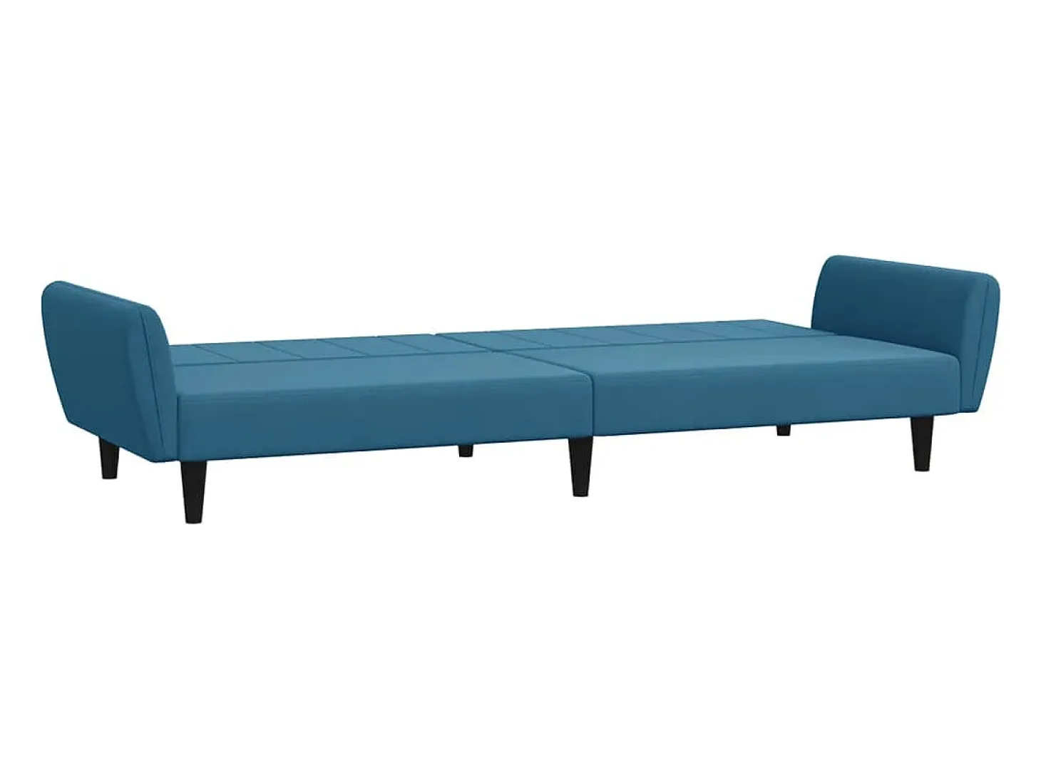 Sofá cama de 2 plazas con taburete terciopelo azul