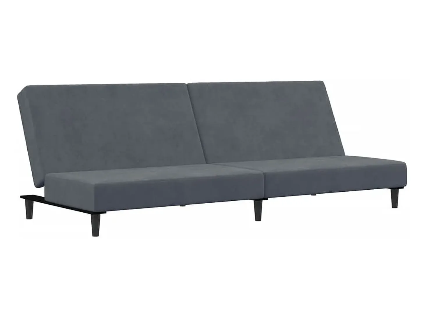 Sofá cama de 2 plazas con taburete terciopelo gris oscuro