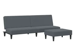 Sofá cama de 2 plazas con taburete terciopelo gris oscuro