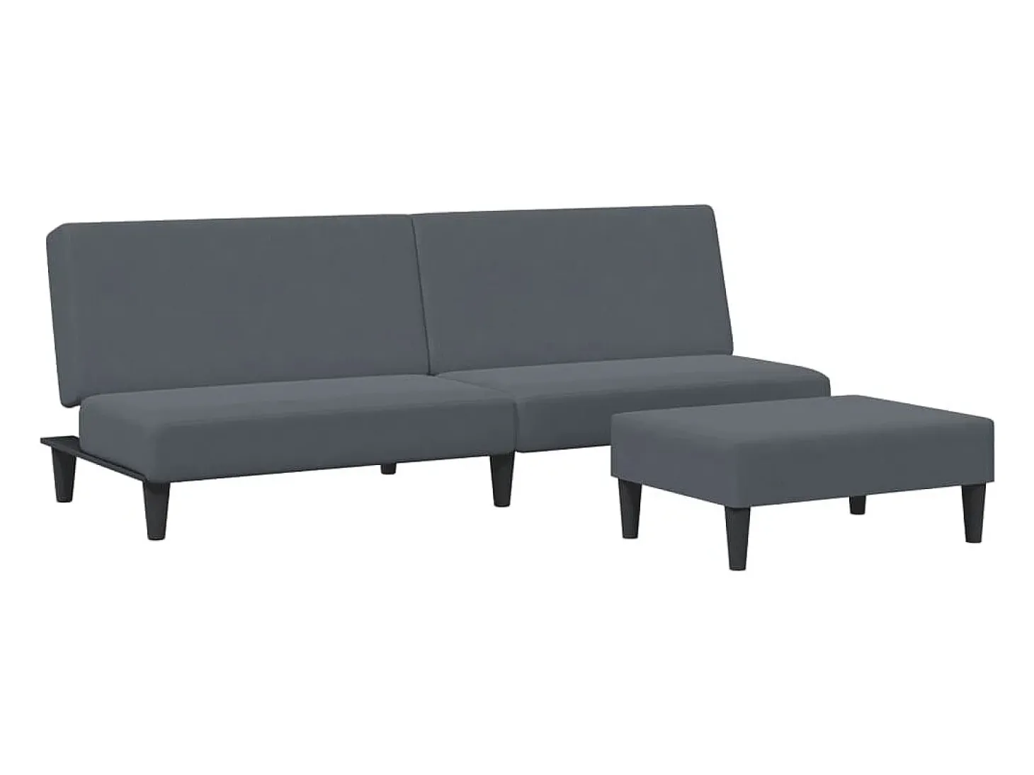Sofá cama de 2 plazas con taburete terciopelo gris oscuro