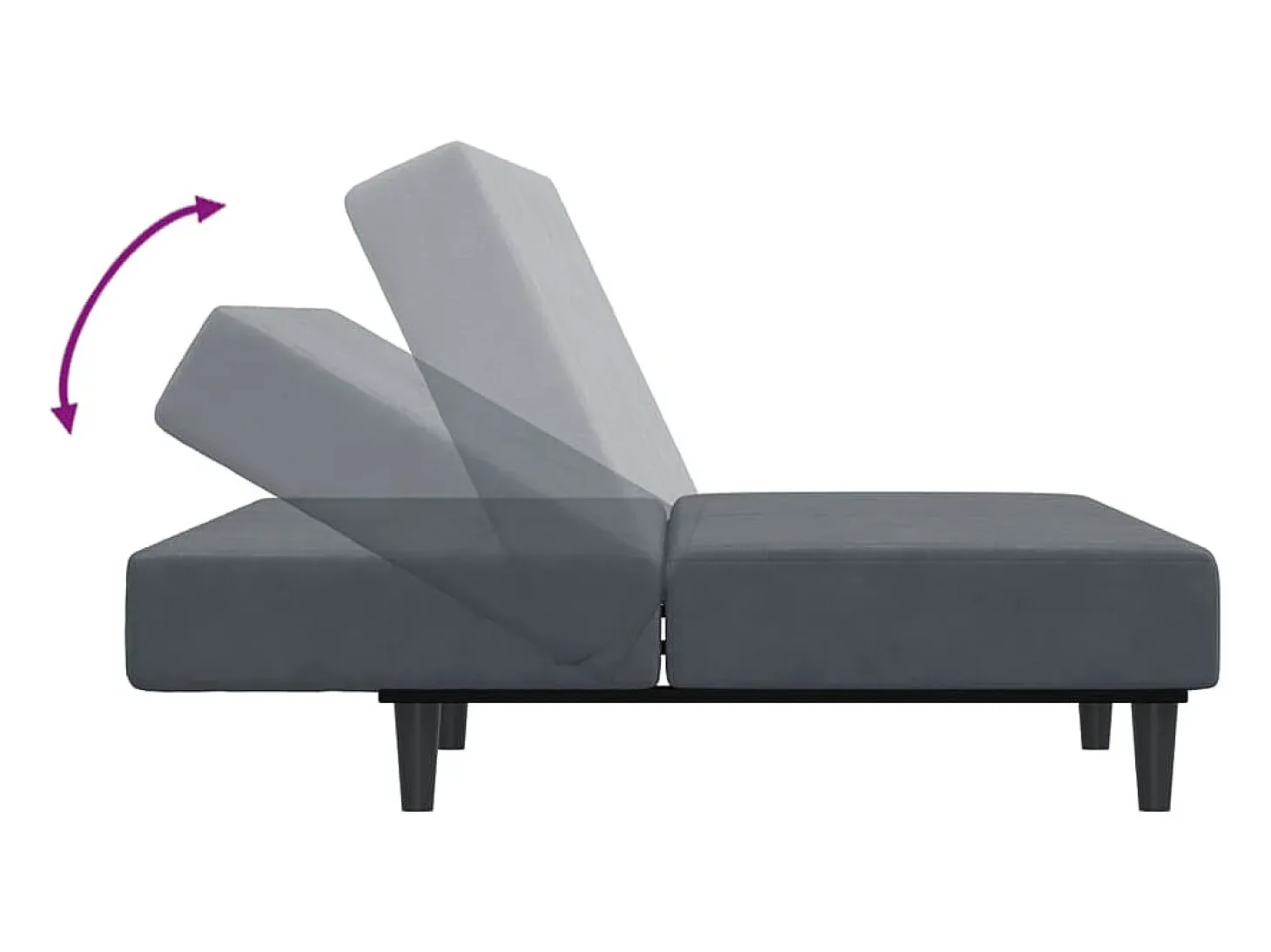 Sofá cama de 2 plazas con taburete terciopelo gris oscuro