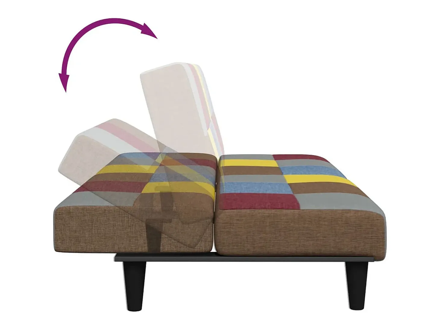 Sofá cama de 2 plazas con taburete tela Patchwork