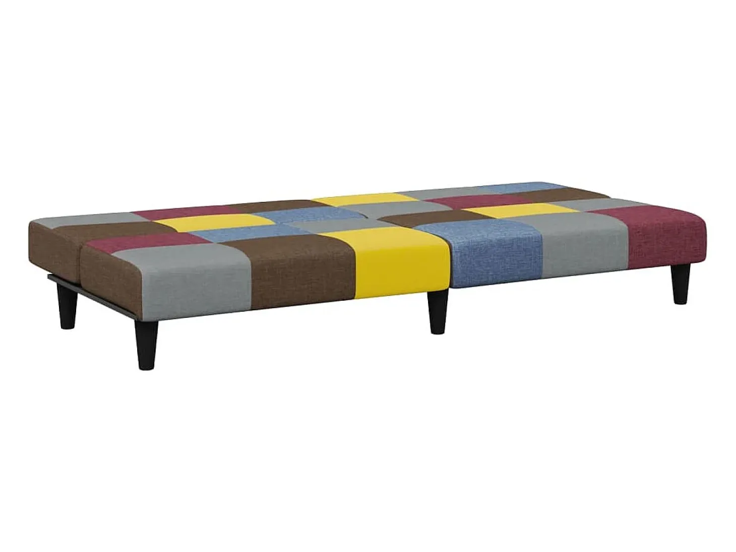 Sofá cama de 2 plazas con taburete tela Patchwork