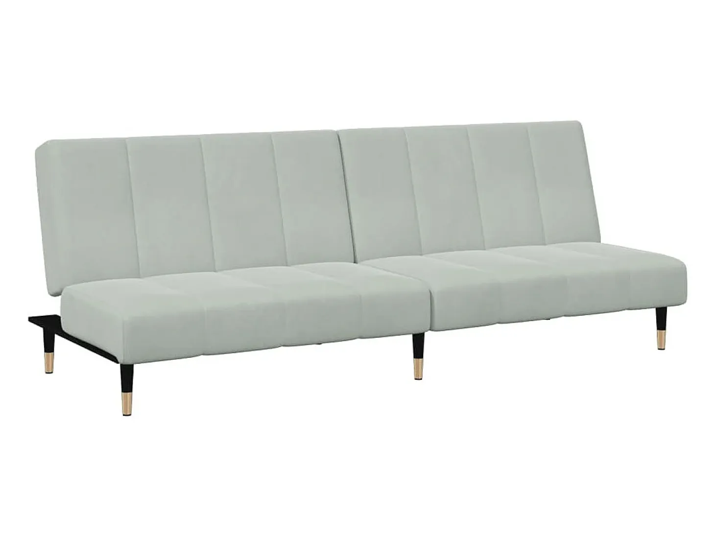 Sofá cama de 2 plazas con taburete terciopelo gris claro