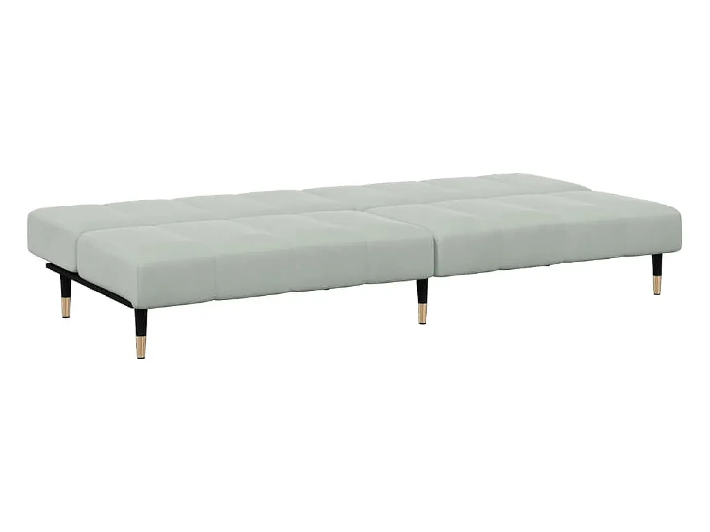 Sofá cama de 2 plazas con taburete terciopelo gris claro