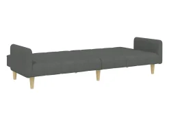 Sofá cama de 2 plazas con taburete tela gris oscuro