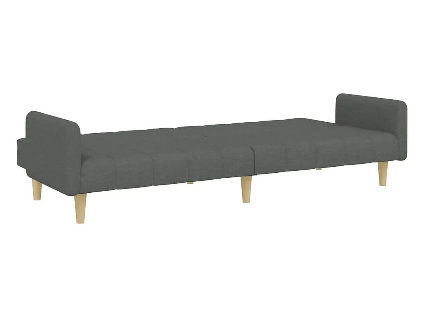 Sofá cama de 2 plazas con taburete tela gris oscuro