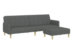 Sofá cama de 2 plazas con taburete tela gris oscuro