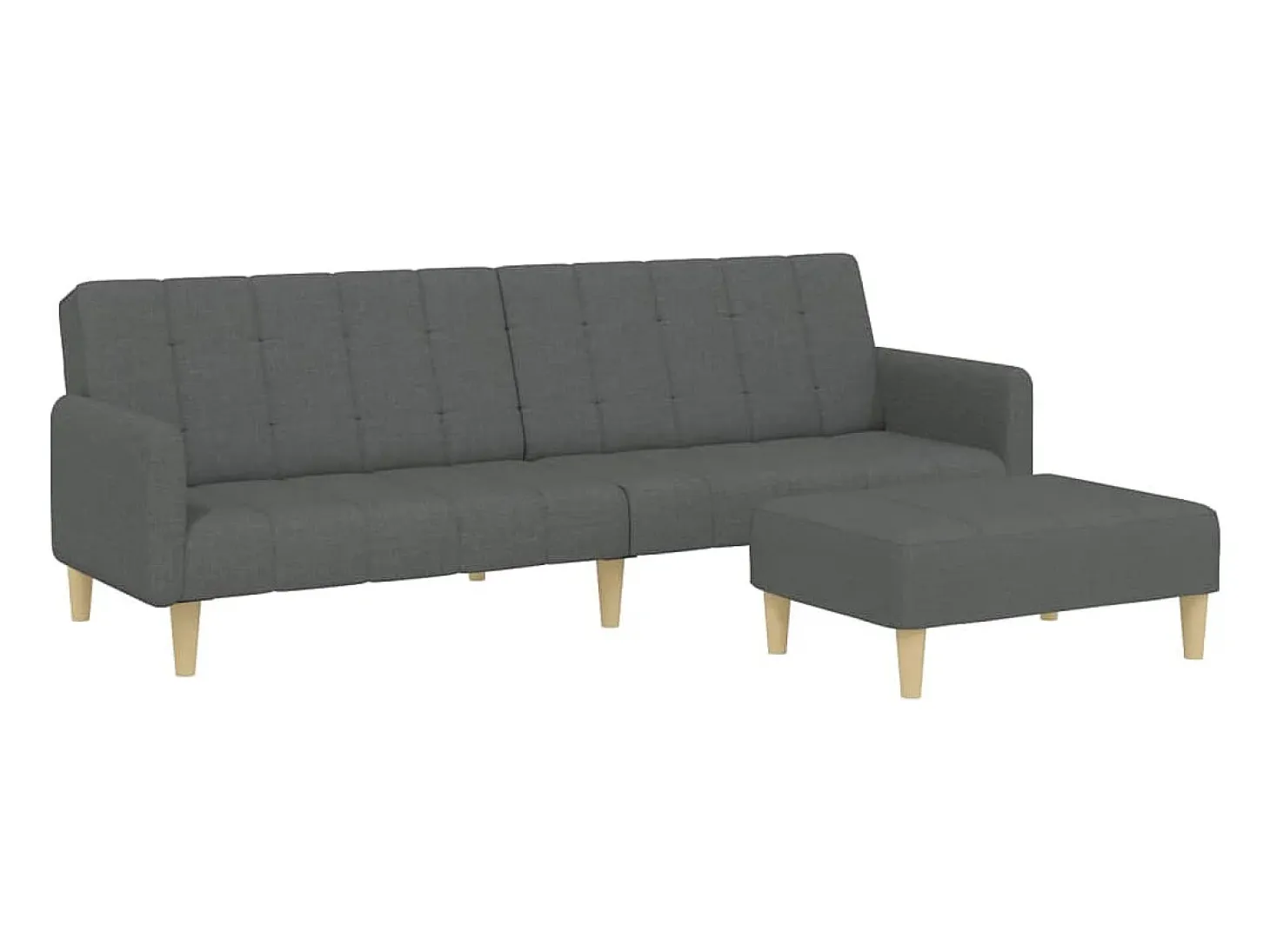 Sofá cama de 2 plazas con taburete tela gris oscuro
