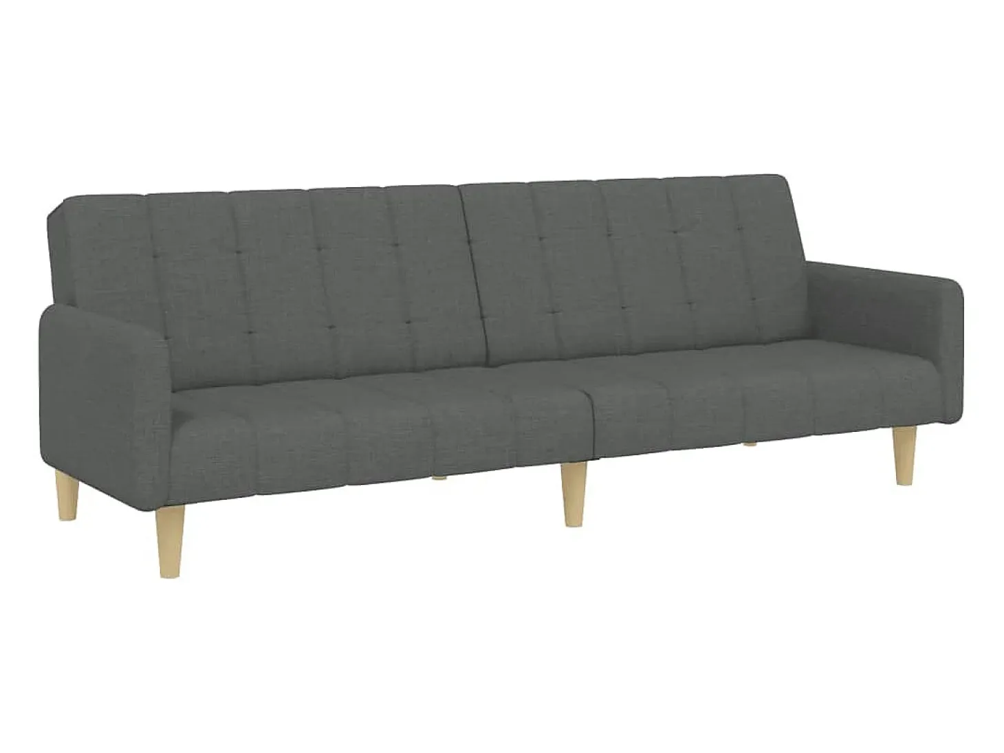 Sofá cama de 2 plazas con taburete tela gris oscuro