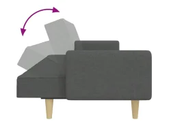 Sofá cama de 2 plazas con taburete tela gris oscuro