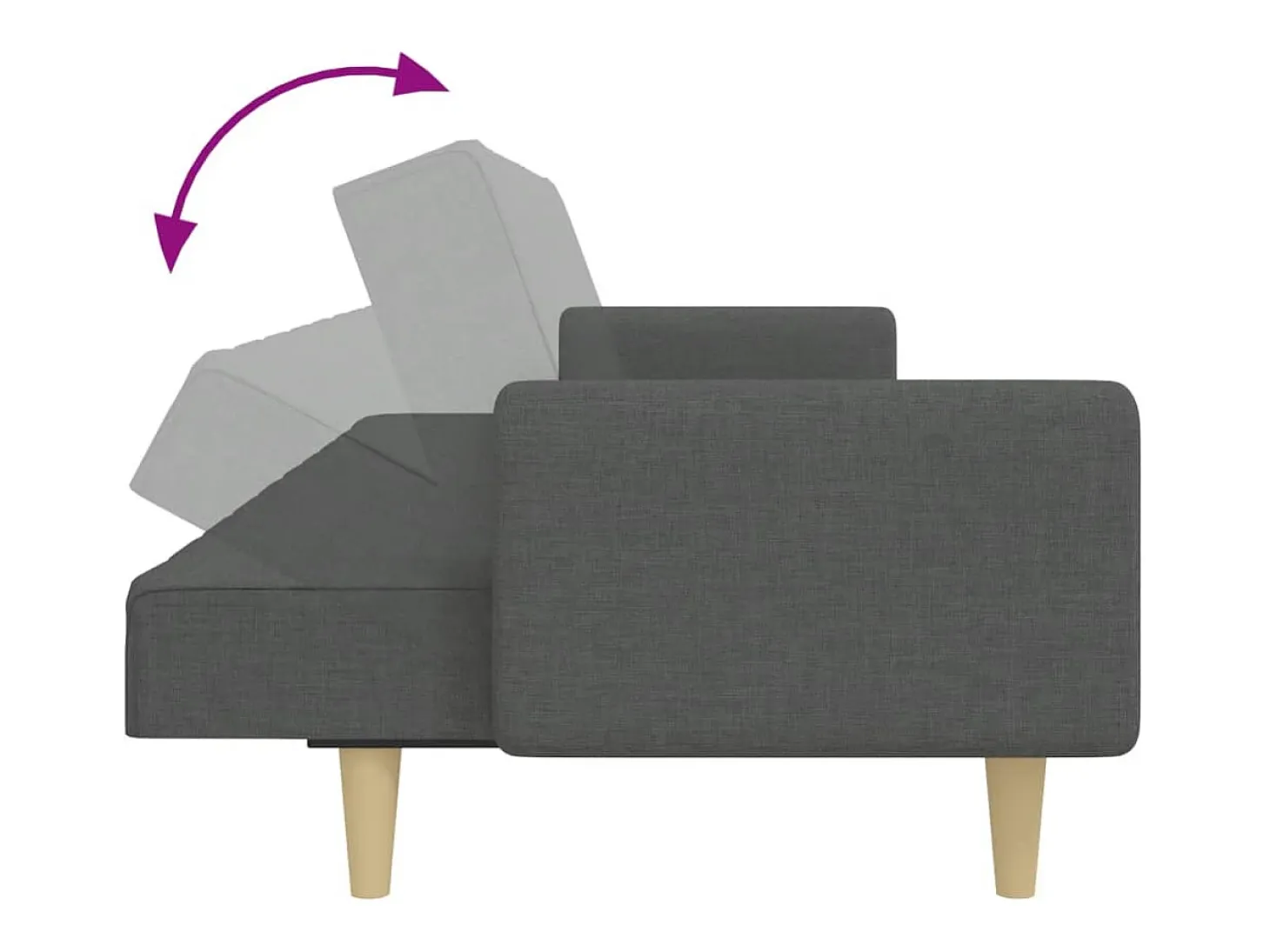 Sofá cama de 2 plazas con taburete tela gris oscuro