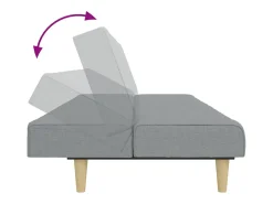Sofá cama de 2 plazas con taburete tela gris claro