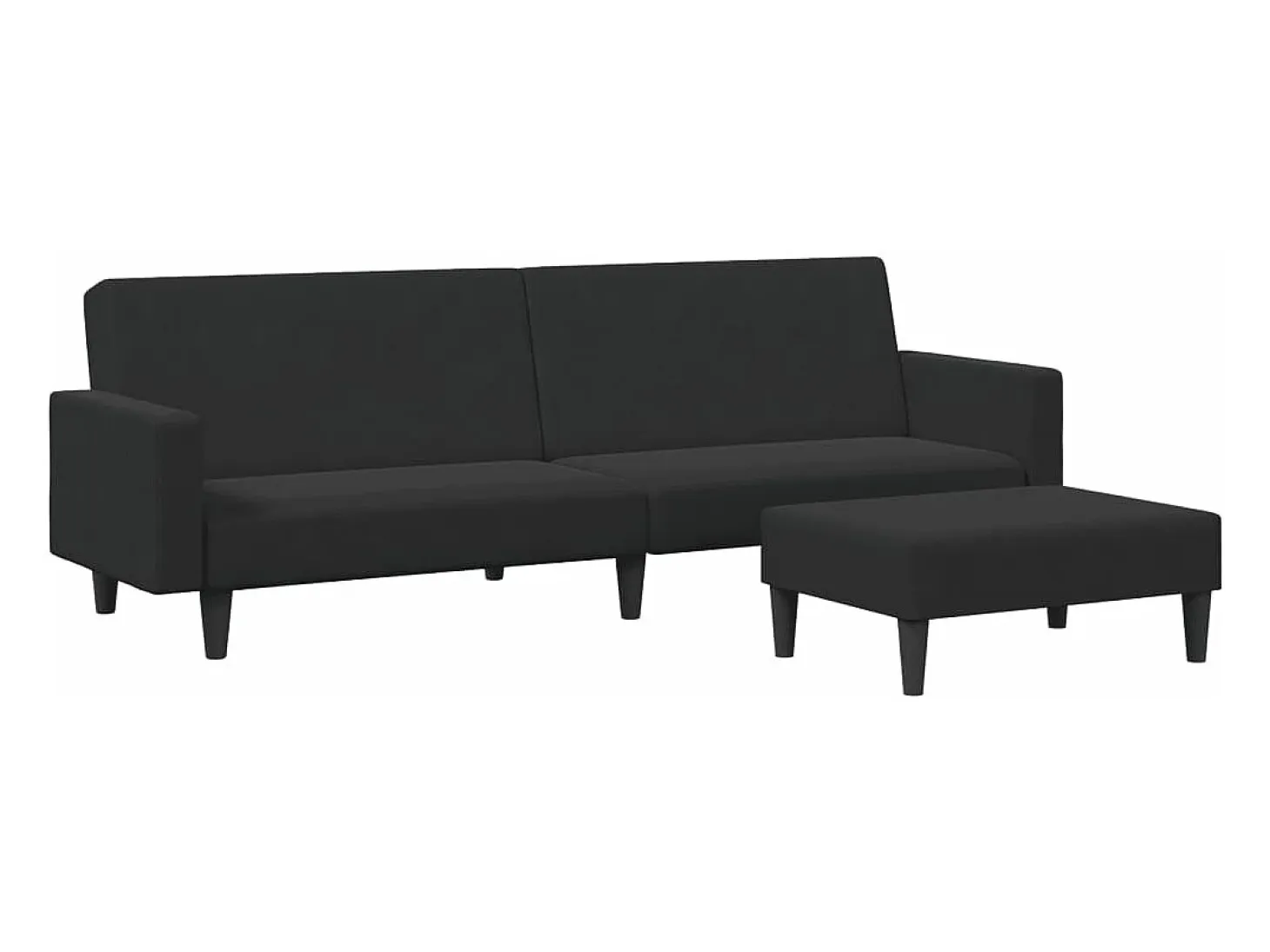Sofá cama de 2 plazas con taburete terciopelo negro