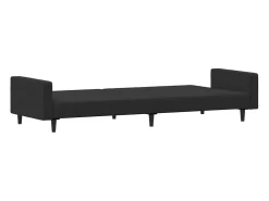 Sofá cama de 2 plazas con taburete terciopelo negro