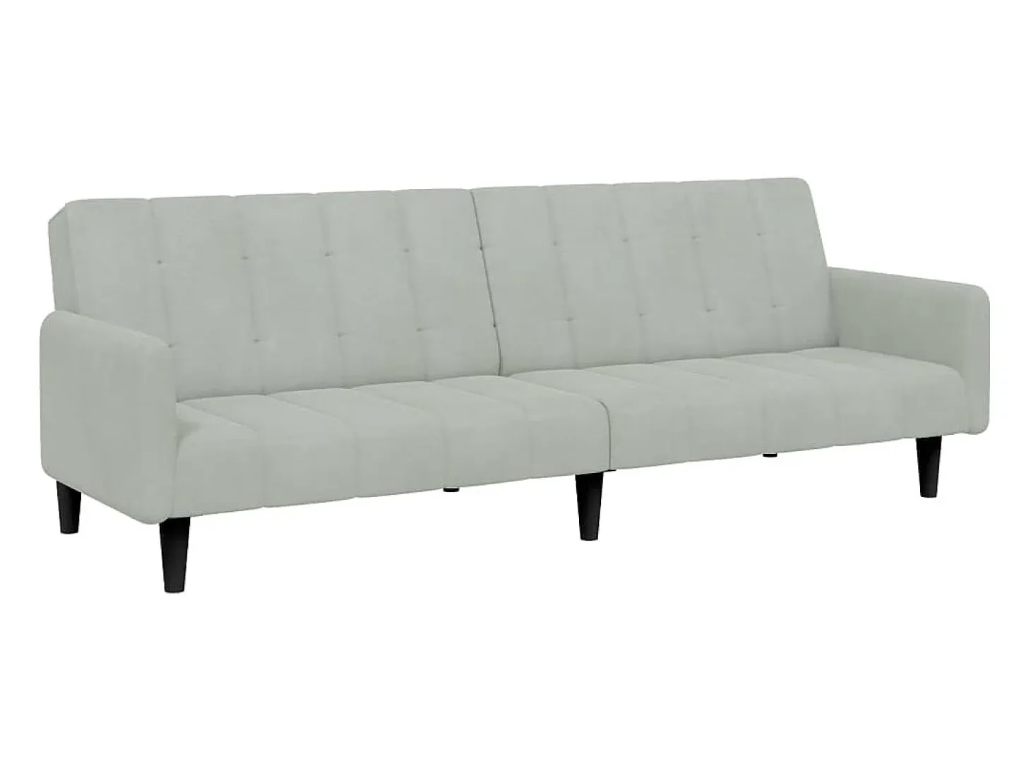 Sofá cama de 2 plazas con taburete terciopelo gris claro