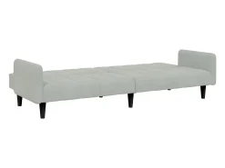 Sofá cama de 2 plazas con taburete terciopelo gris claro