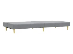 Sofá cama de 2 plazas con taburete tela gris claro