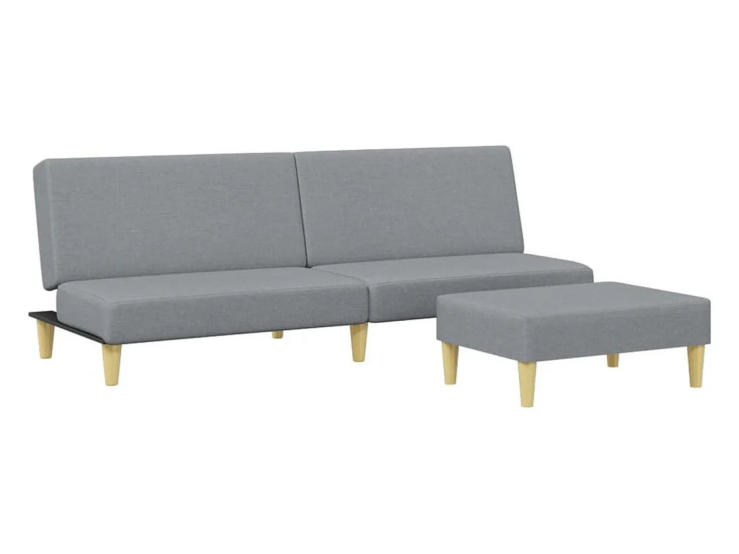 Sofá cama de 2 plazas con taburete tela gris claro